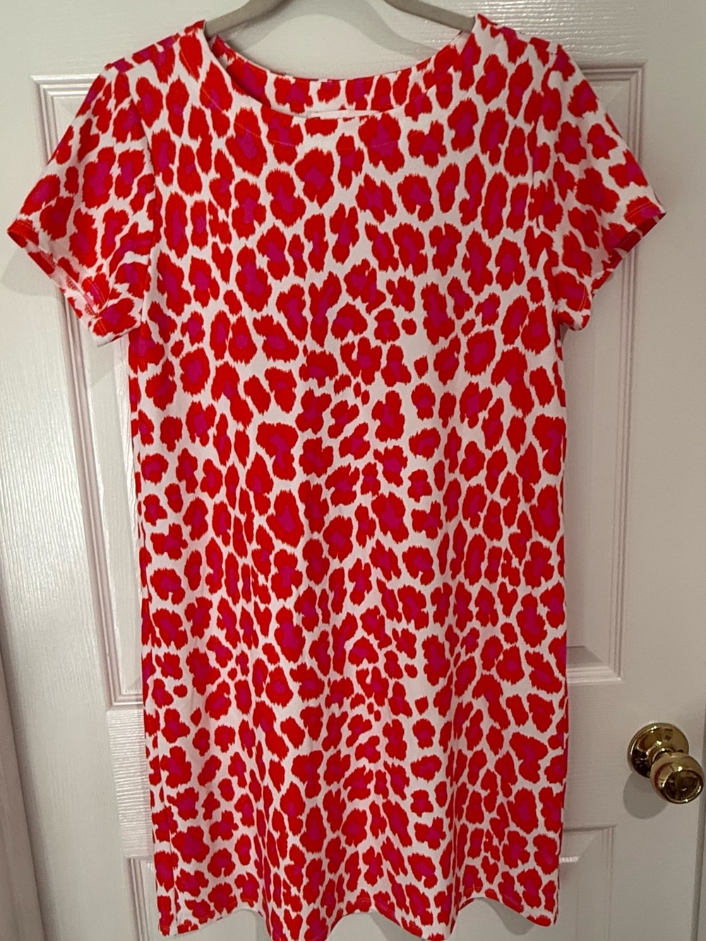 Jude Connally Pink and Orange Short Sleeve Shift Dress